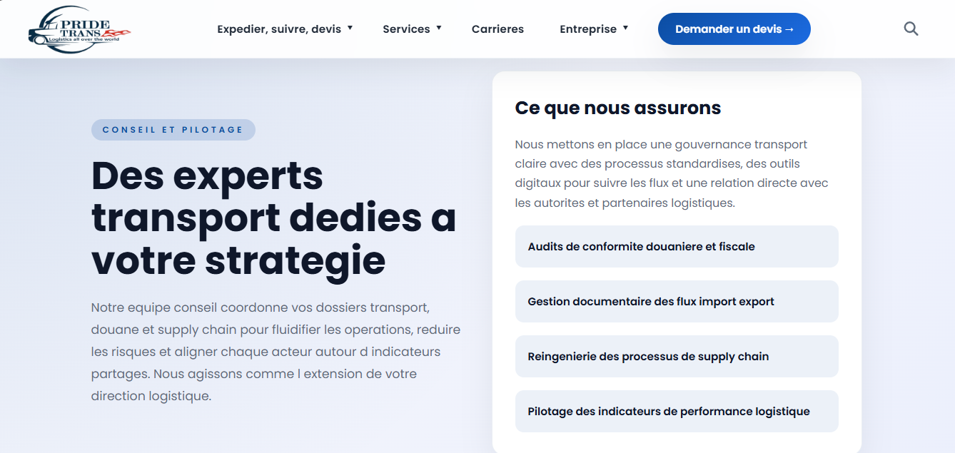 Pride Trans – Booking Interface
